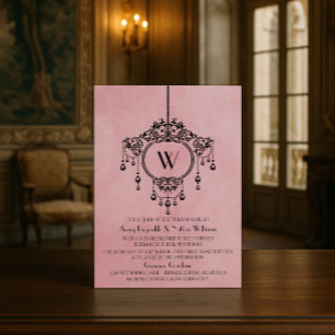 Pink Vintage Chandelier Wedding Invite