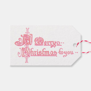 Pink Vintage Christmas Message Gift Tag