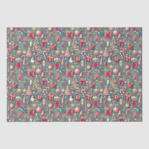 Pink Vintage Christmas Tissue Paper