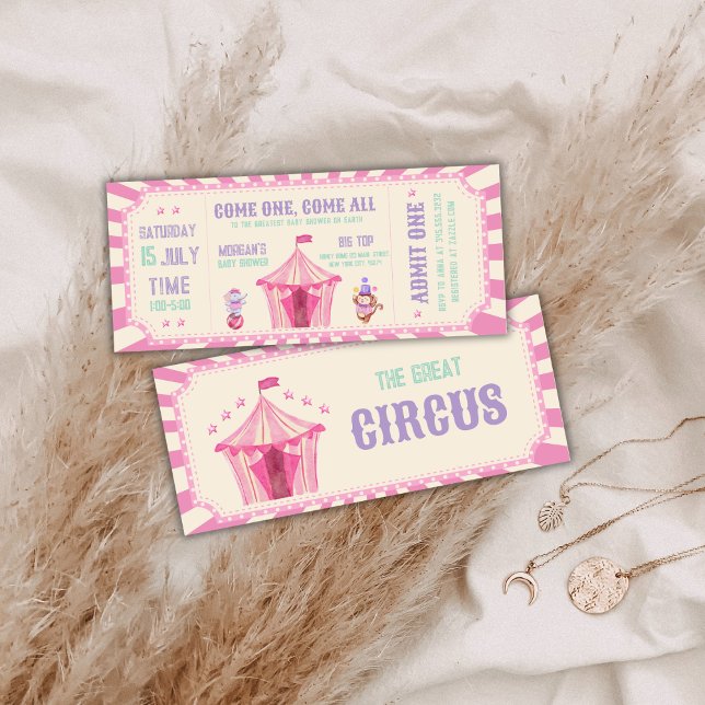 Pink Vintage Circus Ticket Carnival Baby shower Invitation (Pink Vintage Circus Ticket Carnival Baby shower Invitation)