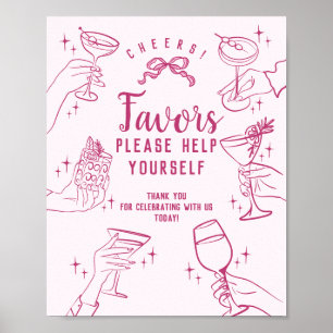 Pink Vintage Cocktail Party Favours Sign