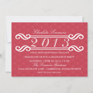 Pink Vintage Damask 2013 Graduation Invitation