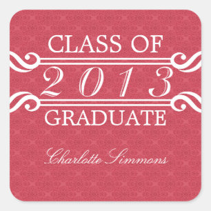 Pink Vintage Damask 2013 Graduation Stickers