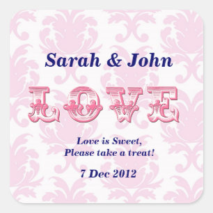 Pink Vintage damask Candy Buffet Sticker