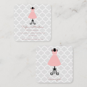 Pink Vintage Dress Seamstress and Alterations Square Business Card