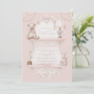 Pink Vintage Elegant Baby Shower Invitation