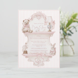 Pink Vintage Elegant Baby Shower Invitation