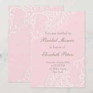 Pink Vintage Elegant Lace Wedding Bridal Shower Invitation