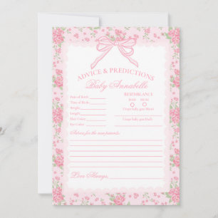 Pink Vintage Fancy Floral Baby Advice Card