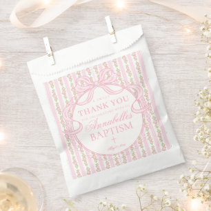 Pink Vintage Fancy Floral Baptism Dessert Favour Bags