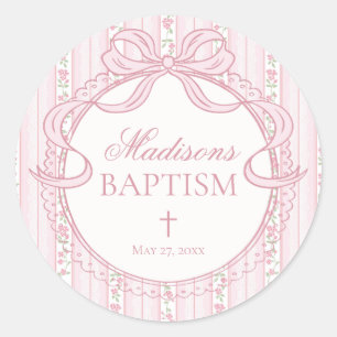 Pink Vintage Fancy Floral Baptism Envelope Seal