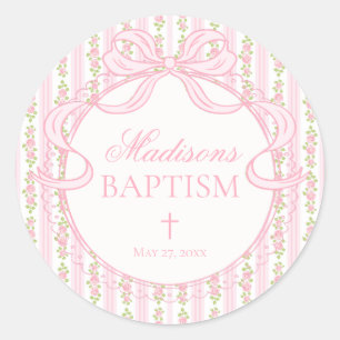 Pink Vintage Fancy Floral Baptism Envelope Seal