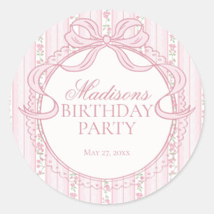 Pink Vintage Fancy Floral Birthday Circle Seal
