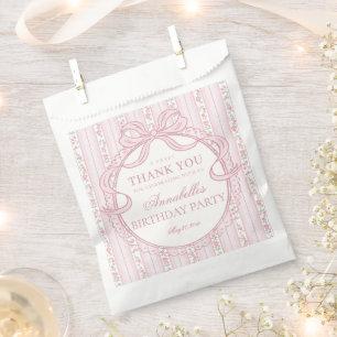 Pink Vintage Fancy Floral Birthday Party Dessert Favour Bags