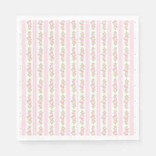 Pink Vintage Fancy Floral Party Dessert Napkin