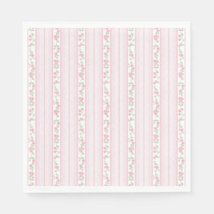 Pink Vintage Fancy Floral Party Dessert Napkin