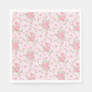 Pink Vintage Fancy Floral Party Dessert Napkin