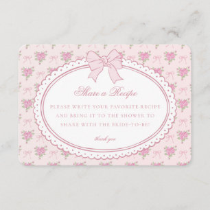 Pink Vintage Fancy Floral Share Recipe Enclosure Card