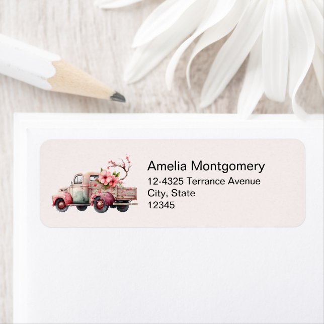 Pink Vintage Farmer's Truck Address (Insitu)