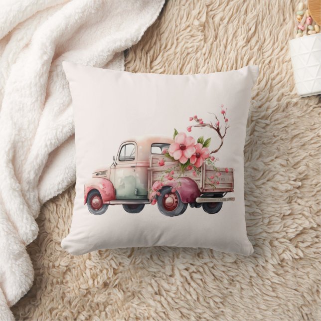 Pink Vintage Farmer's Truck Cushion (Blanket)