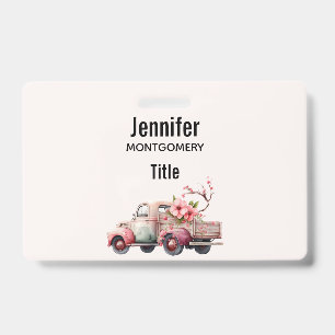 Pink Vintage Farmer's Truck ID Badge