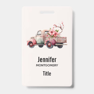 Pink Vintage Farmer's Truck ID Badge