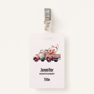 Pink Vintage Farmer's Truck ID Badge