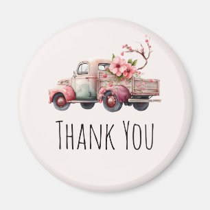 Pink Vintage Farmer's Truck Magnet