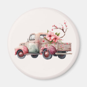 Pink Vintage Farmer's Truck Magnet