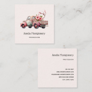 Pink Vintage Farmer's Truck Square Business Card