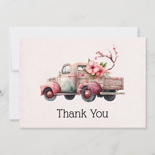 Pink Vintage Farmer's Truck Thank You (Front)
