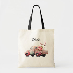Pink Vintage Farmer's Truck Tote Bag