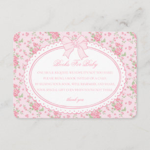 Pink Vintage Floral Books for Baby Invite Insert