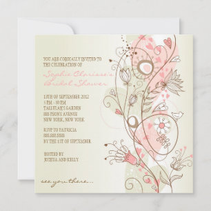 Pink Vintage Floral Bridal Shower Invitations