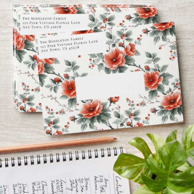 Pink Vintage Floral Envelope (Stacked)