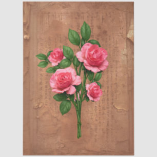 Pink Vintage Floral Grunge Decoupage Tissue Paper