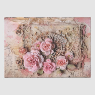Pink Vintage Floral Grunge Decoupage Tissue Paper
