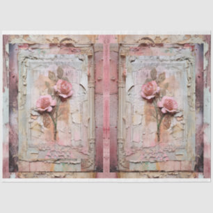 Pink Vintage Floral Grunge Decoupage Tissue Paper
