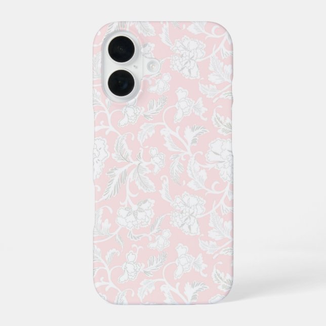 Pink Vintage Floral iPhone 16 case (Back)
