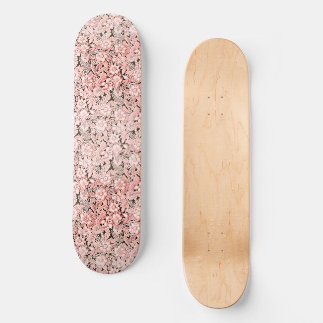 Pink Vintage Floral Lace Skateboard (Front)