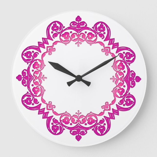 Pink Vintage Floral Medallion Wall Clock (Front)