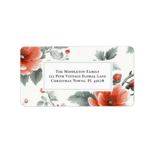 Pink Vintage Floral Return Address Labels