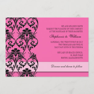 Pink Vintage Floral Swirl Wedding Invitation