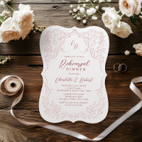 Pink Vintage Flourish Monogram Rehearsal Dinner