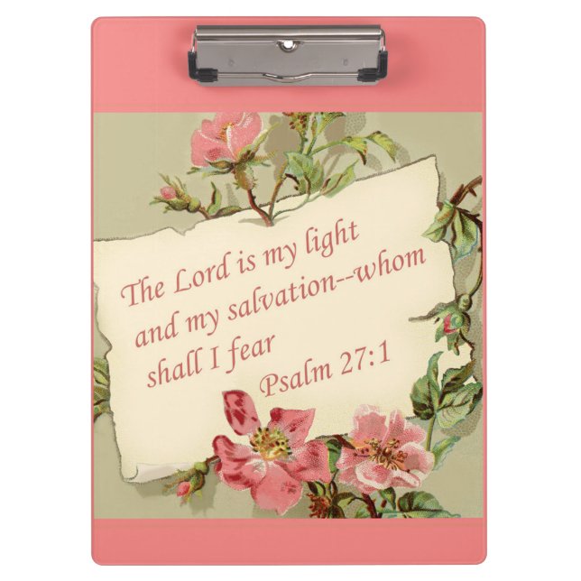 Pink Vintage Flowers and Bible Verse Clipboard (Front)