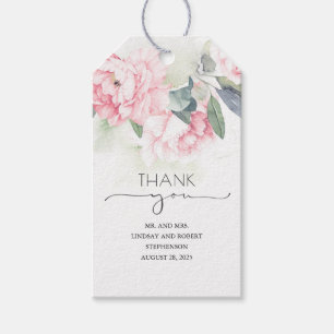 Pink Vintage Flowers Elegant Thank You Gift Tags