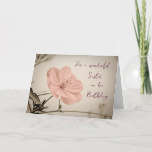 Pink Vintage Flowers Sister Birthday Card