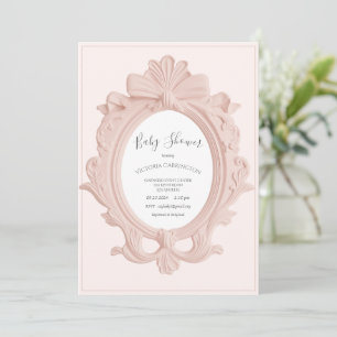 Pink Vintage Frame Baby Shower Invitation