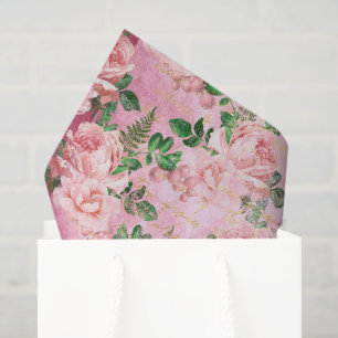Pink Vintage French Floral Tissue Paper