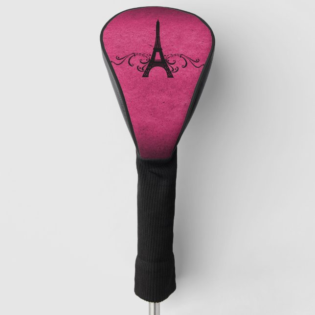 Pink Vintage French Flourish Golf Head Cover (Front)